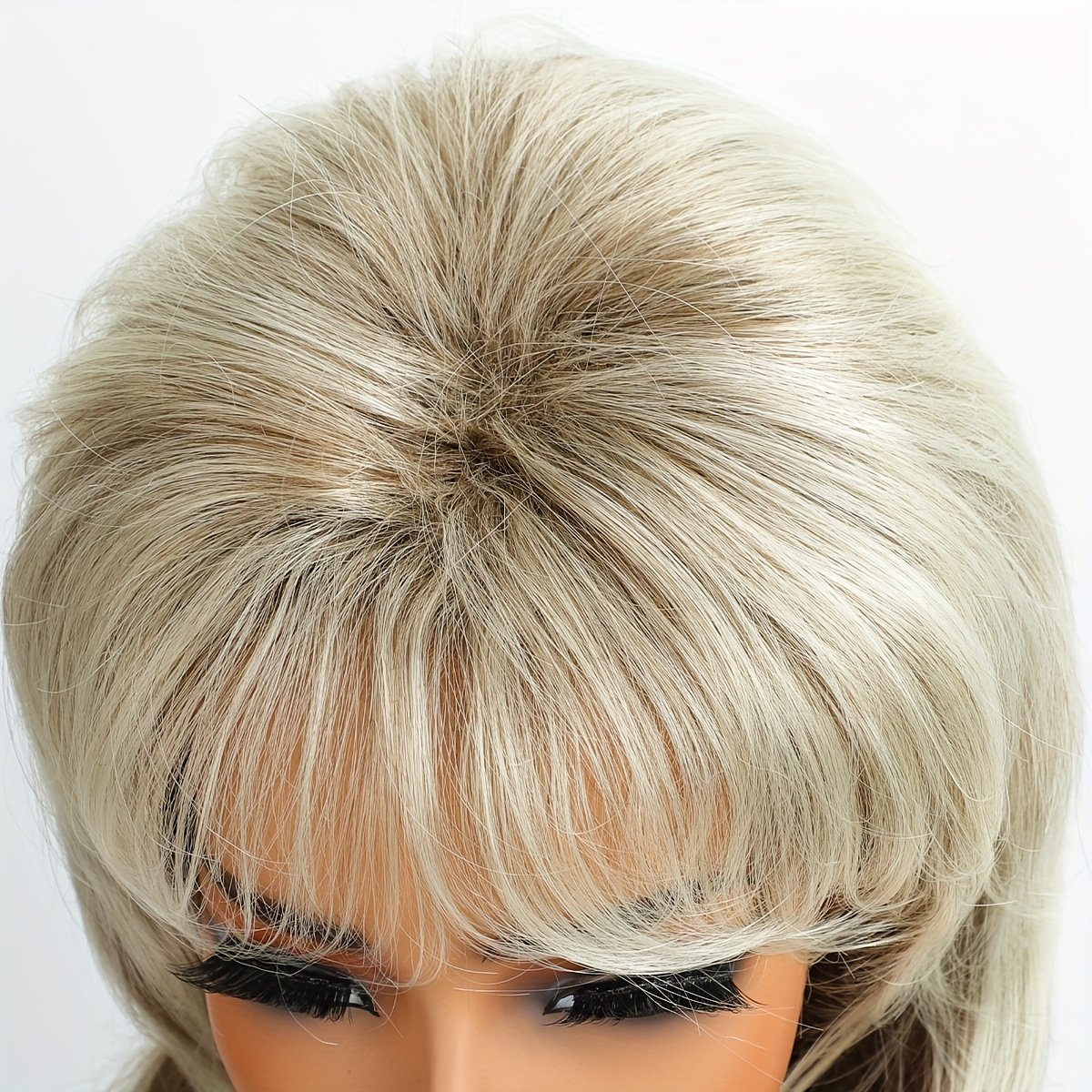 130% Density High-Temperature Fiber Unisex Vintage Blonde Wig, 70s 80s Style Long Straight Hair, Basic Fashion Party Costume with Rose Net Cap