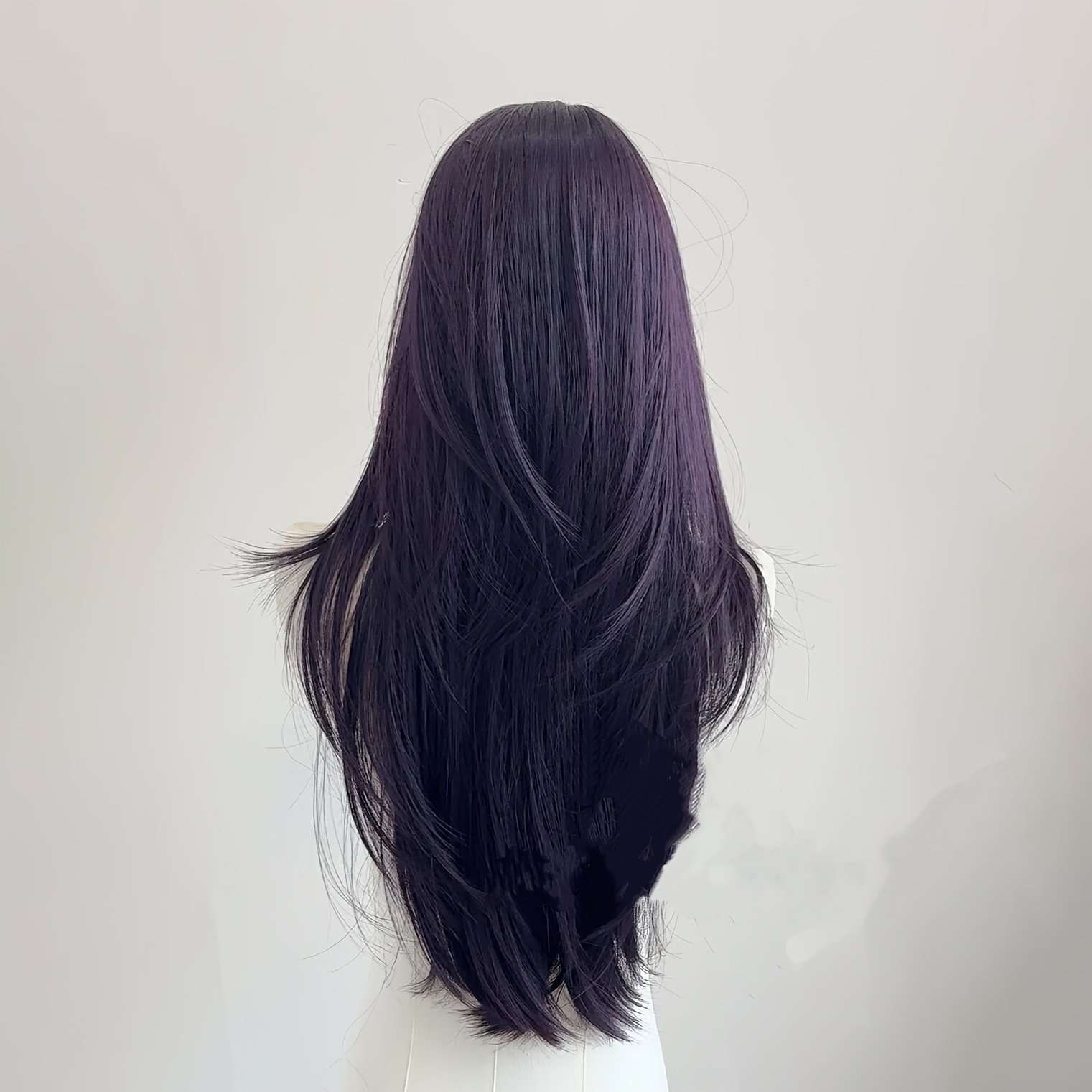 26-Inch Purple Y2K Spice Girl Wig - Straight Layered Hair with Medium Bangs, High-Density 100% Heat-Resistant Synthetic Fiber for Daily Wear & Parties, Party Accessory | Elegant Hairstyle | Realistic Hairline Wig