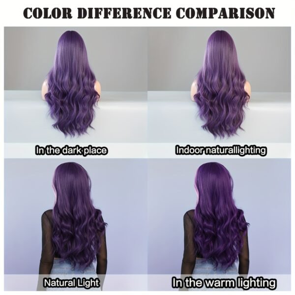 28" Long Loose Curly Ombre Purple Wig - High-Density Heat Resistant Synthetic Hair for Women - Halloween & Cosplay