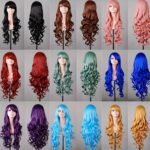 [80cm Long Curly Anime Wig] Ladies' 80cm Long Curly Hair Anime Wig With Side-swept Bangs And Large Wavy Curls Wig