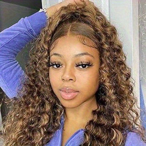 OQ Hair 30-INCH Water Wave Highlights Lace Front Wig - 150% Density, Gel-Free, Pre-Plucked, Multi-Functional Hair Accessories for All Skin Tones, Suitable for Role Playing, Honey Blonde Hair Color, Realistic Hairline, Natural Looking, Versatile Styling Options