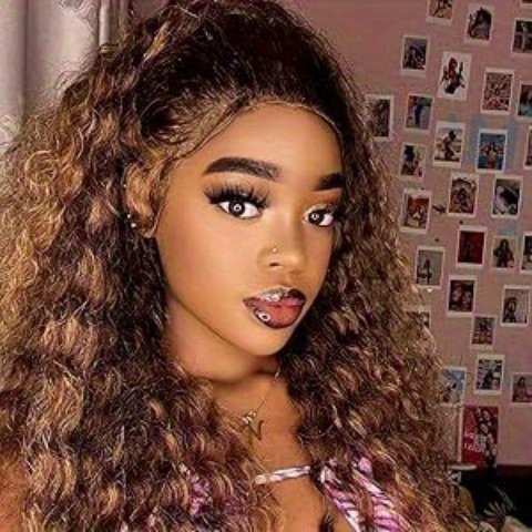 OQ Hair 30-INCH Water Wave Highlights Lace Front Wig - 150% Density, Gel-Free, Pre-Plucked, Multi-Functional Hair Accessories for All Skin Tones, Suitable for Role Playing, Honey Blonde Hair Color, Realistic Hairline, Natural Looking, Versatile Styling Options